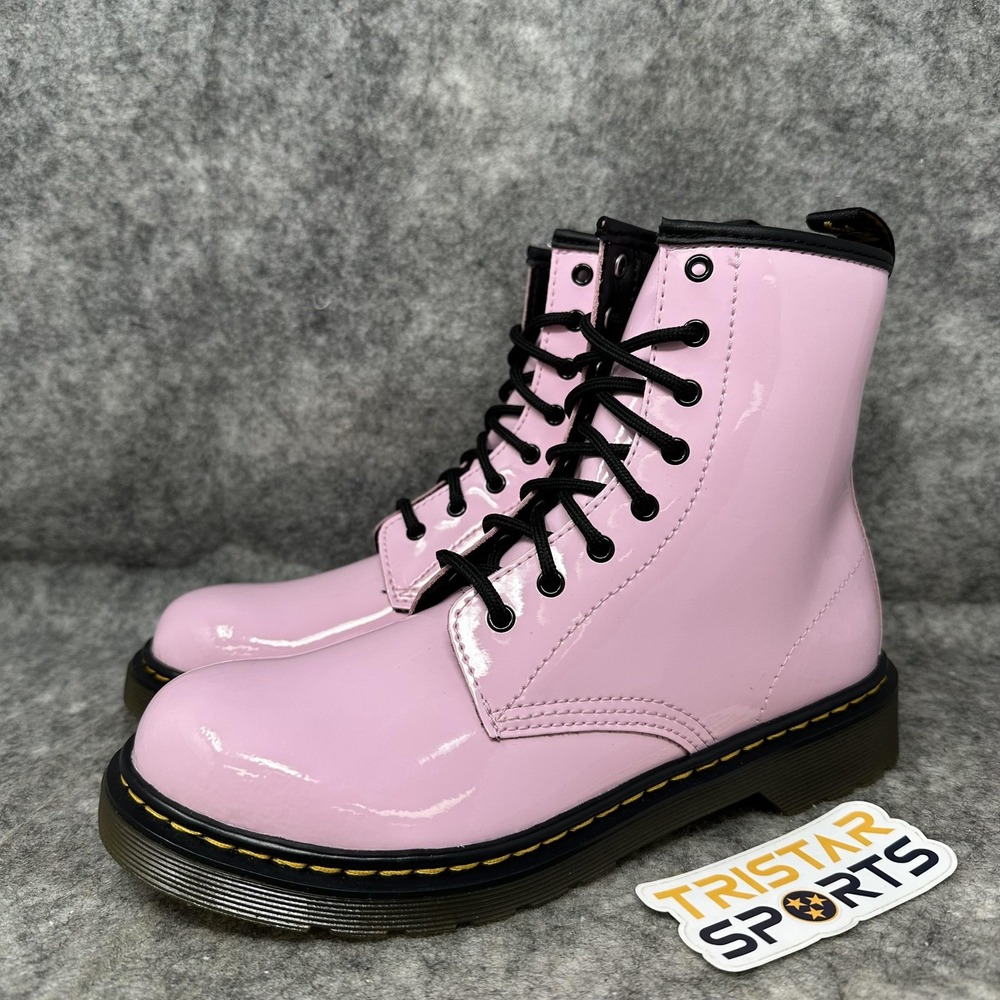 Dr Martens 1460 Y Boots Womens Size 6 Patent Leather Lace Up Zip Combat Shoes
